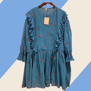 MANOUSH DRESS W/ EMBROIDERY | US 2, BLUE - NWT!